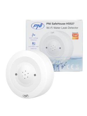 Detector senzor inundatie PNI SafeHouse HS527 cu Wi-Fi, cu alarmare sonora 80dB, difuzor incorporat, pentru inundatie si
