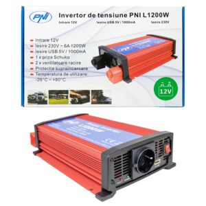 Invertor de tensiune PNI L1200W alimentare 12V iesire 230V