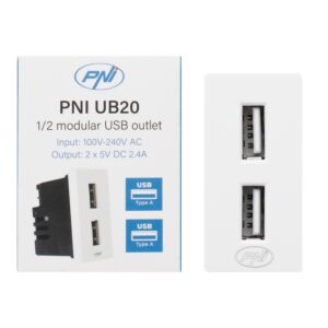 Priza alimentare 2 x USB PNI UB20, 5V 2.4A