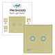 Intrerupator dublu cu touch PNI SH202G din sticla, gold cu LED indicator, culoare auriu